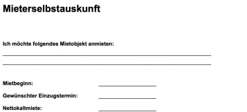 Mieterselbstauskunft: Kostenlose Vorlage als PDF